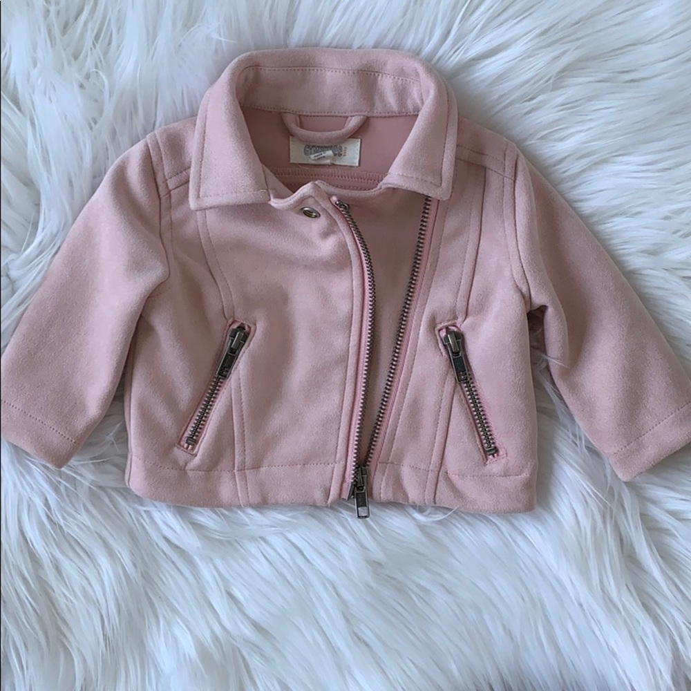 Pink Suede Moto Jacket